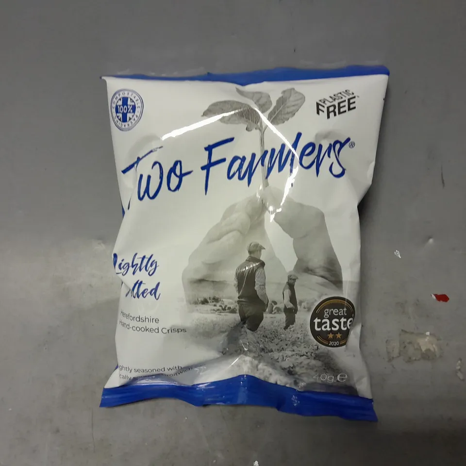 BOX OF APPROXIMATELY 48 TWO FARMERS LIGHTLY SALTED CRIPS 