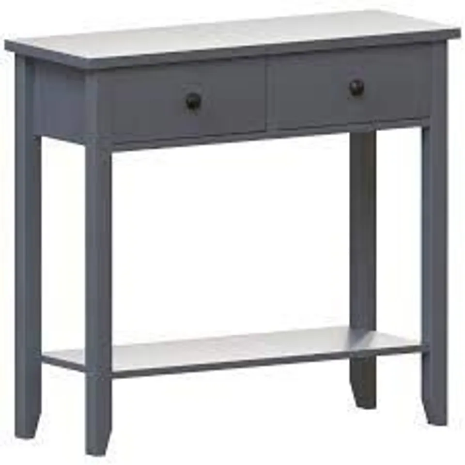BOXED LASSIC WINDSOR 2 DRAWER CONSOLE TABLE - GREY 