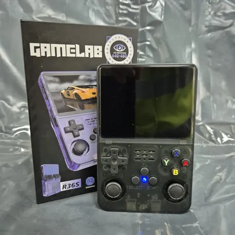 GAME LAB R36S HANDHELD GAMING DEVICE IN BLACK