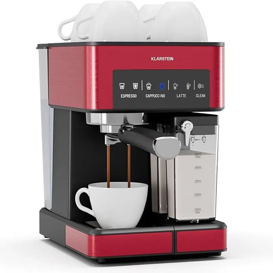 BOXED KLARSTEIN ARABICA COMFORT COFFEE MAKER IN RED