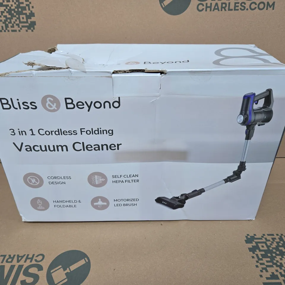 BLISS & BEYOND 3-IN-1 CORDLESS FOLDING VACUUM CLEANER (BOXED)