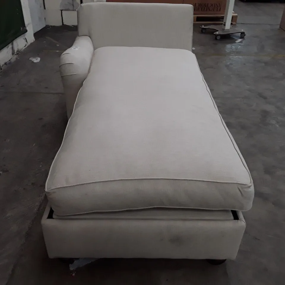 QUALITY DESIGNER LHF CHAISE STORAGE SOFA - WHITE FABRIC 