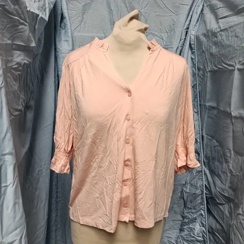 BAUKEN NOA SHORT SLEEVE BLOUSE – POWDER PINK, UK 12