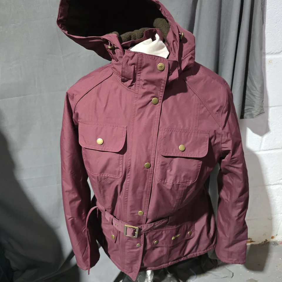 BARBOUR ZIP HOODED COAT IN BROWN - UK 16
