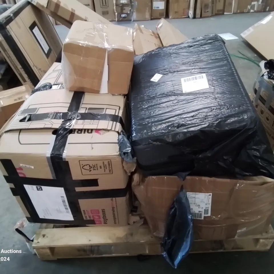 PALLET CONTAINING VARIOUS BOXED FURNITURE PARTS AND OTHER HOUSEHOLD ITEMS ETC.