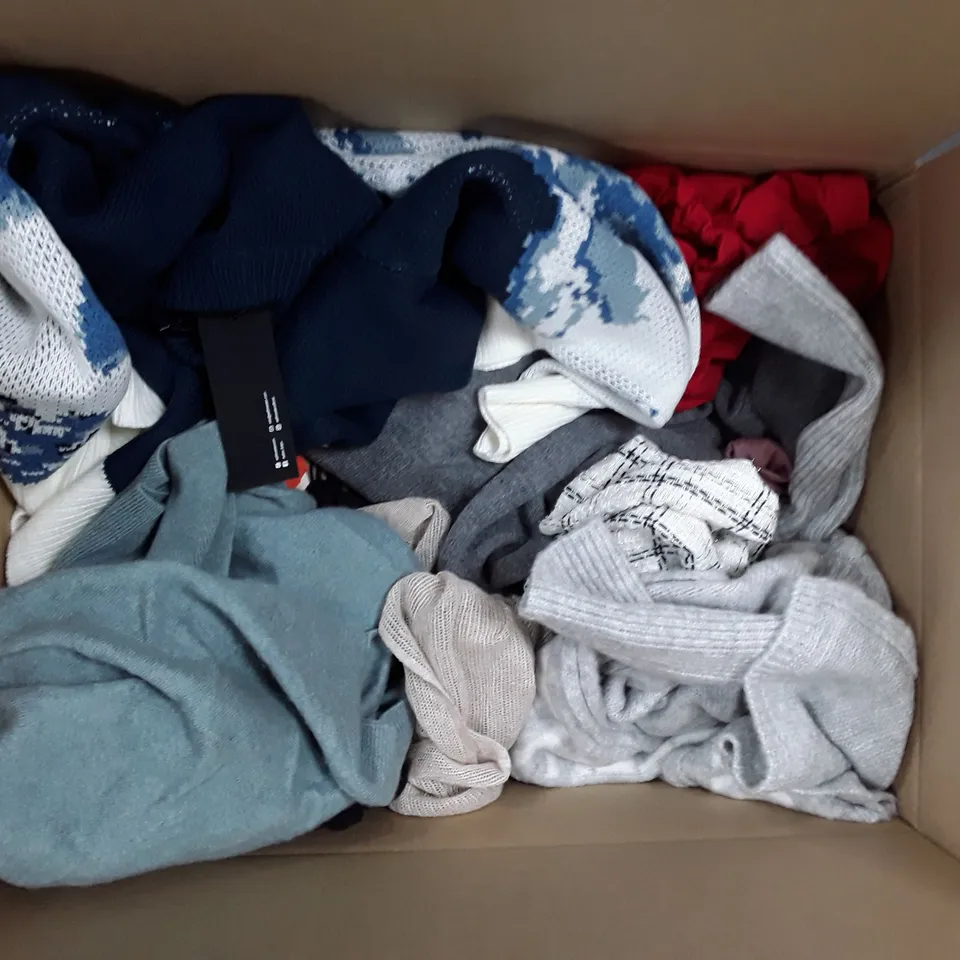 LARGE BOX OF ASSORTED CLOTHING TO INCLUDE ZARA, H&M AND QED LDN 