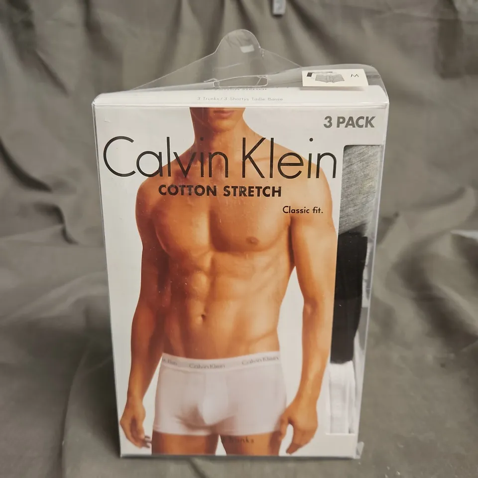 CALVIN KLEIN COTTON STRETCH TRUNKS – 3 PACK SIZE M