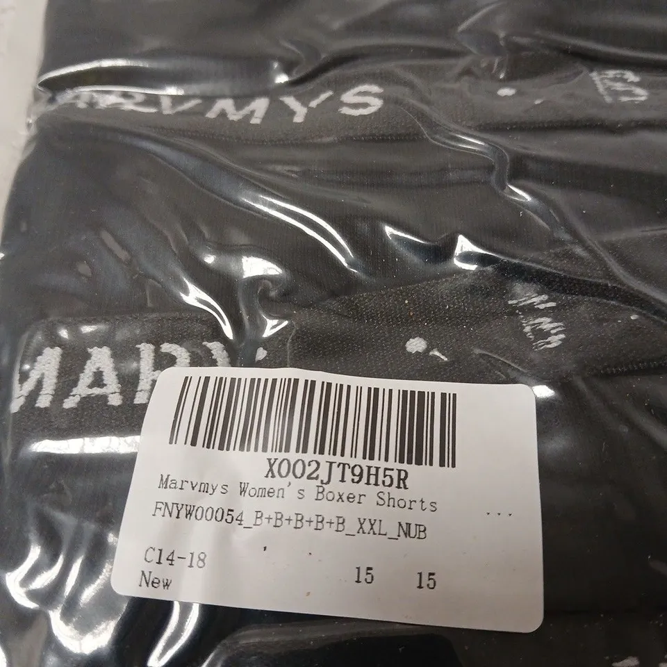 MARVYNS WOMEN'S BOXER SHORTS – BLACK - 5 PACK - XXL