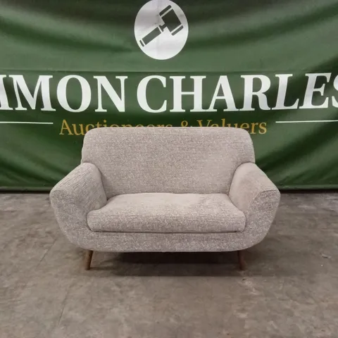QUALITY DESIGNER SMALL FABRIC 2 SEATER SOFA - LIGHT GREY