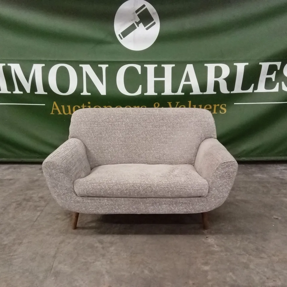 QUALITY DESIGNER SMALL FABRIC 2 SEATER SOFA - LIGHT GREY