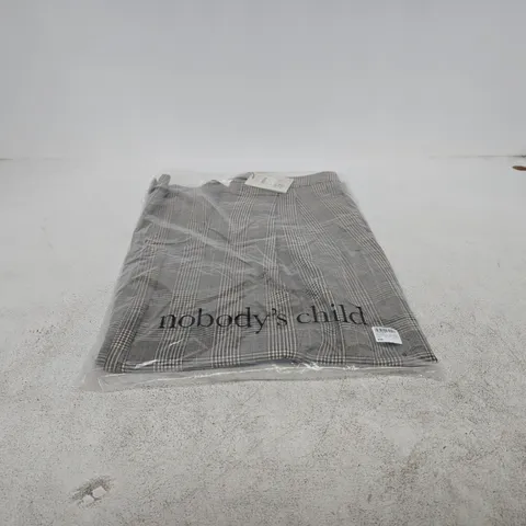 NOBODYS CHILD GREY CHECK JUNO WIDE LEG TROUSERS PETITE UK 8