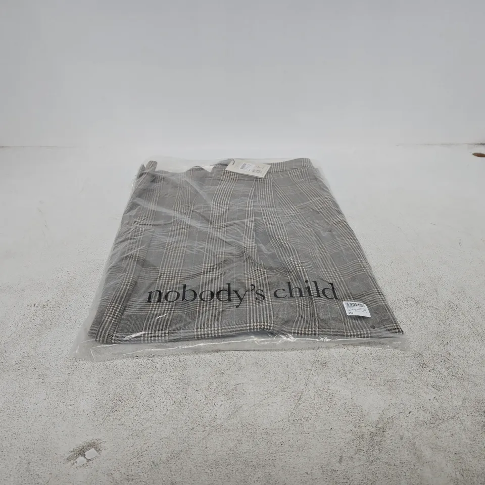 NOBODYS CHILD GREY CHECK JUNO WIDE LEG TROUSERS PETITE UK 8