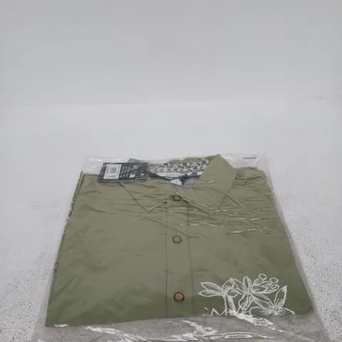 WHITE STUFF FLORAL BORDER SHORT SLEEVE PRINTER SHIRT GREEN LARGE
