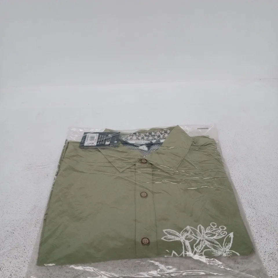 WHITE STUFF FLORAL BORDER SHORT SLEEVE PRINTER SHIRT GREEN LARGE