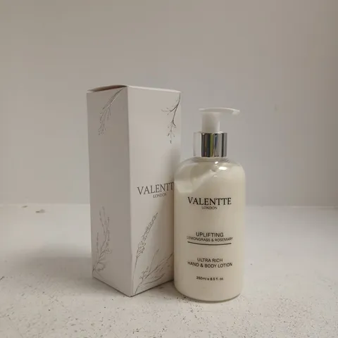 VALENTTE LONDON UPLIFTING LEMONGRASS & ROSEMARY HAND & BODY LOTION 250ML