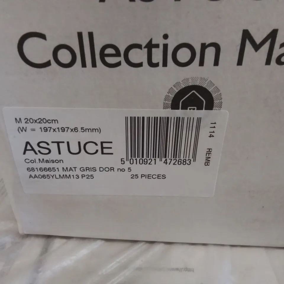PALLET TO CONTAIN APPROX 96 X PACKS OF BRAND NEW ASTUCE COLLECTION MAISON TILES - 25 TILES PER PACK // TILE SIZE: 197 X 197 X 6.5mm