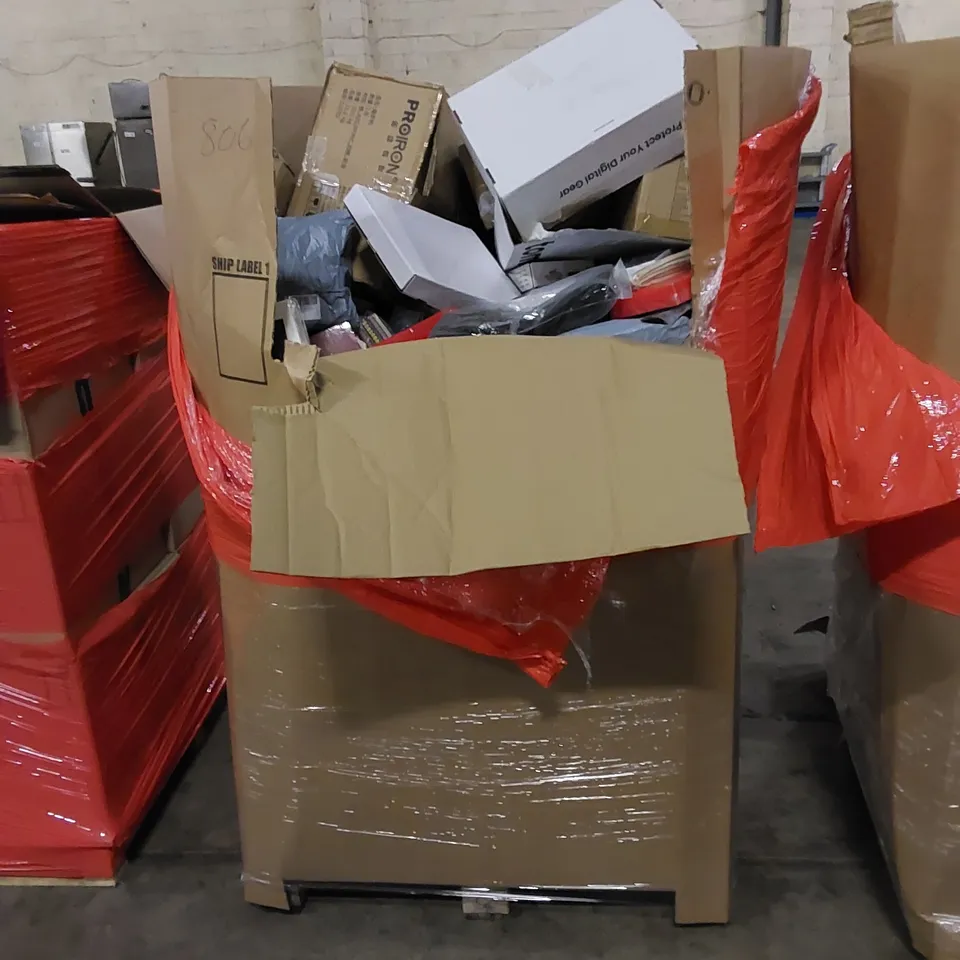 PALLET TO CONTAIN ASSORTED HOUSEHOLD ITEMS AND CONSUMER PRODUCTS. INCLUDING CHRISTMAS DECORATIONS, FLEECE BLANKETS, AIR FRYER ACCESSORIES, FOOT MASSAGER ETC