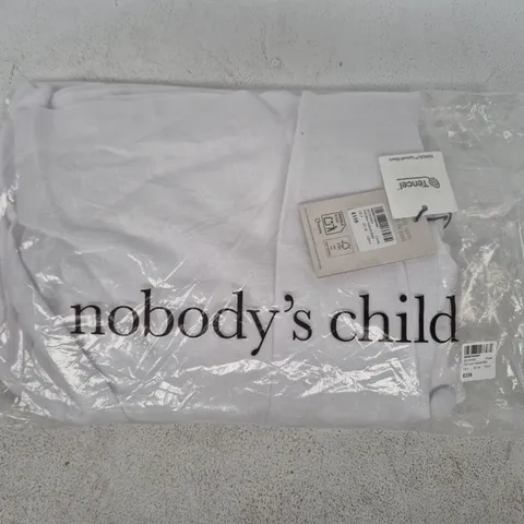 BAGGED NOBODY'S CHILD FRILL HEM TAILORED MINI DRESS IN WHITE SIZE UK 8