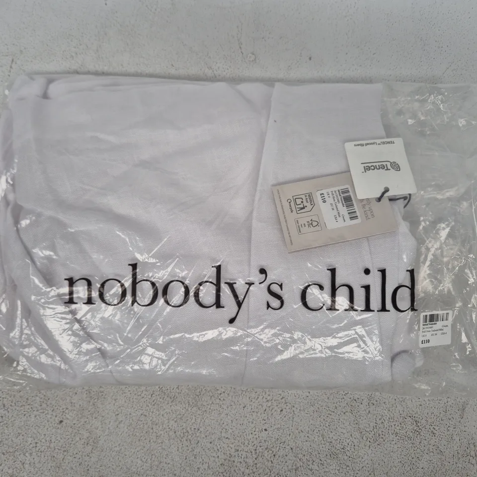 BAGGED NOBODY'S CHILD FRILL HEM TAILORED MINI DRESS IN WHITE SIZE UK 8
