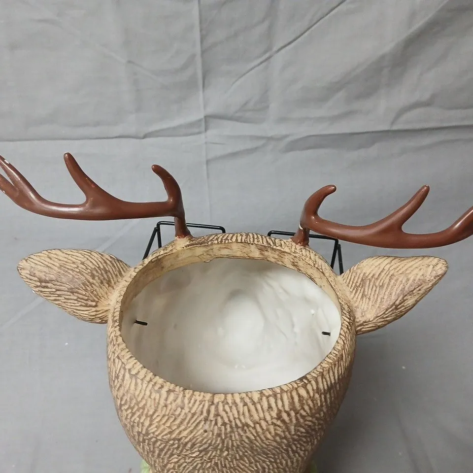 Deer Head Decor planter with Antlers and Glasses – Faux Taxidermy Planter