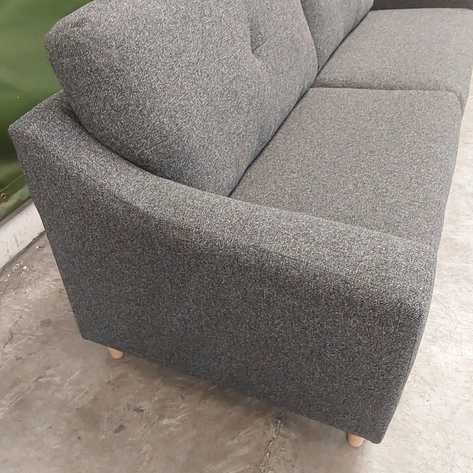 DESIGNER LARGE CONTEMPORARY FABRIC UPHOLSTERED SOFA IN CHARCOAL GREY