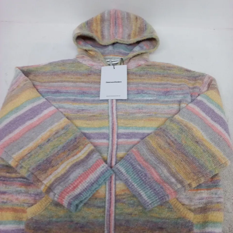 SISTERS AND SEEKERS STRIPED KNIT HOODIE - SIZE 2XS