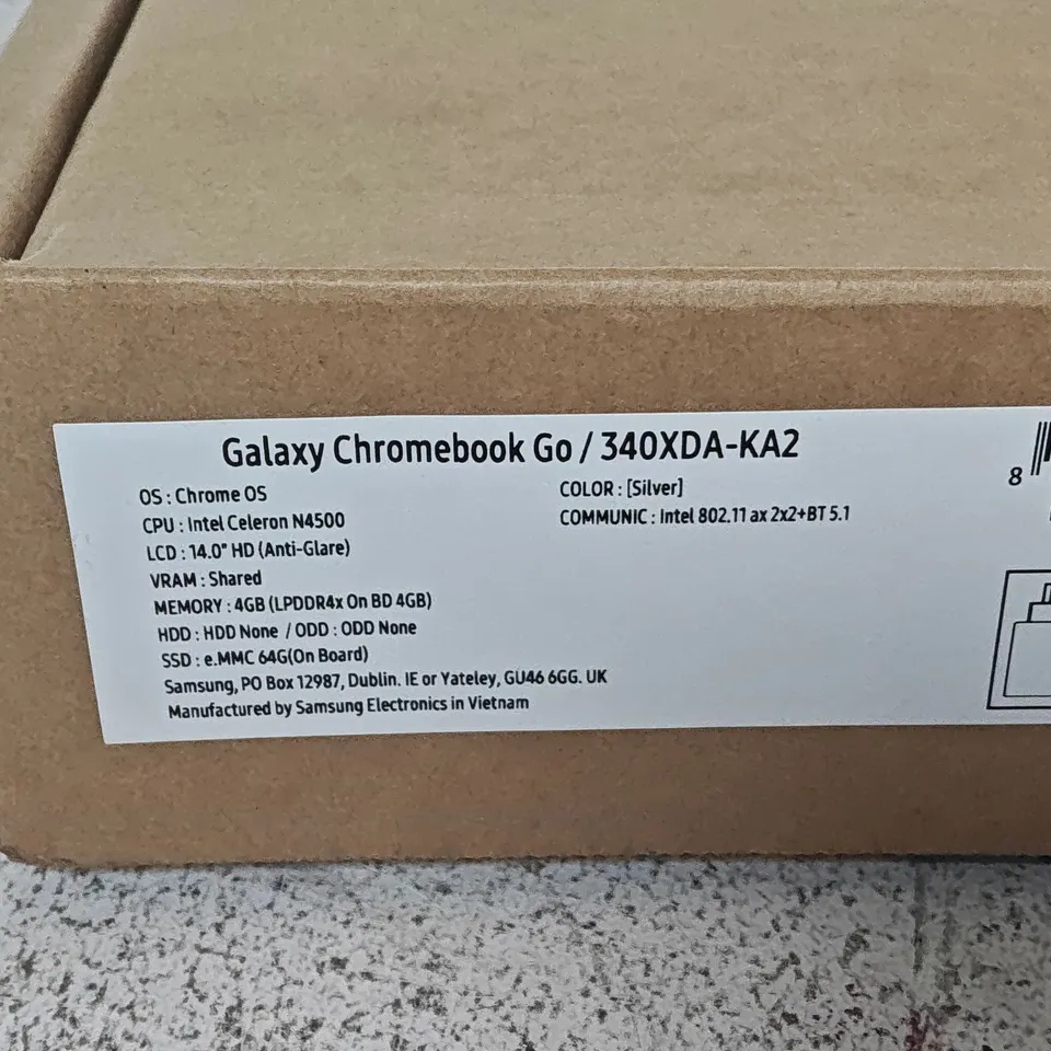 BOXED SAMSUNG GALAXY CHROMEBOOK GO INTEL CELERON LAPTOP IN SILVER - XE340XDA