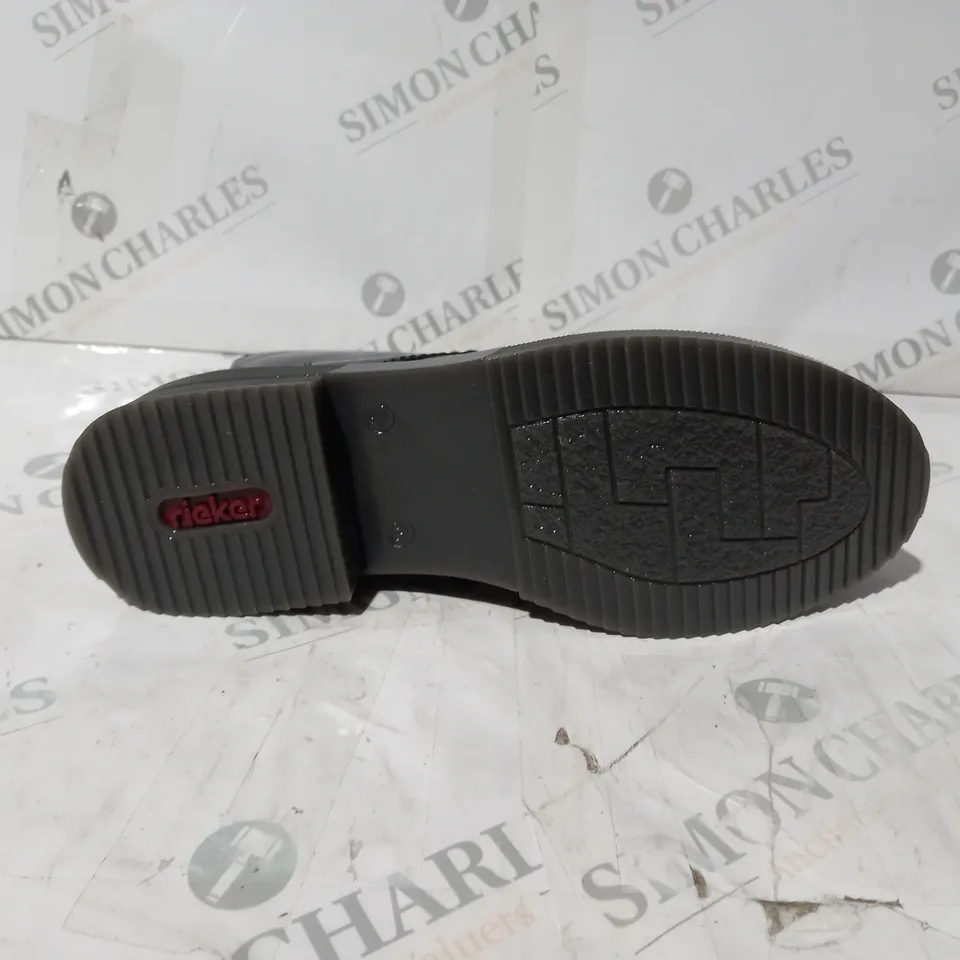 BOXED PAIR OF RIEKER LACE UP BOOTS IN BLACK UK SIZE 6.5