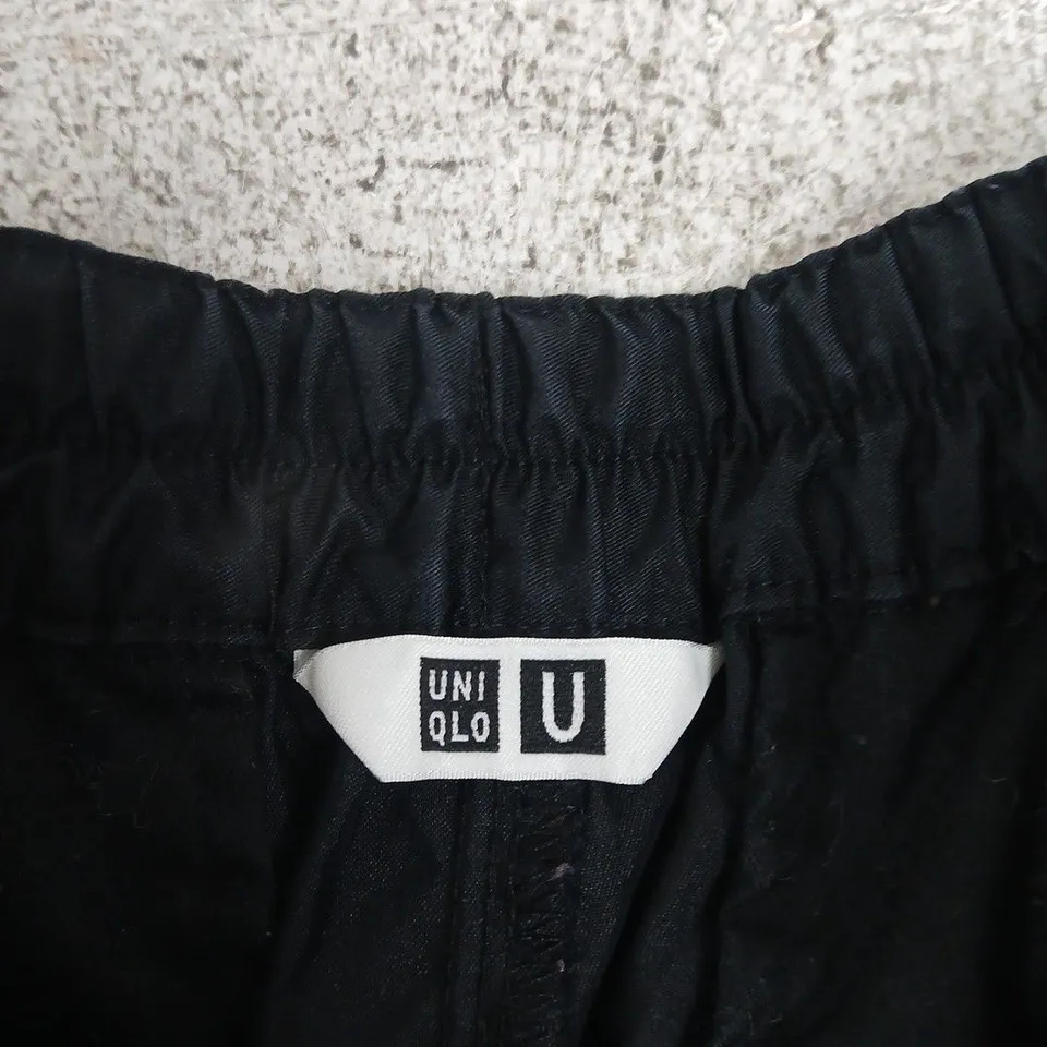 UNIQLO BLACK ELASTICATED-WAIST TROUSERS SIZE M