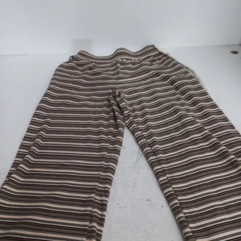 REASN WOMENS FLEECE STRIPE HIGH WAIST WIDE LEG JOGGERS – LATTE, UK 12