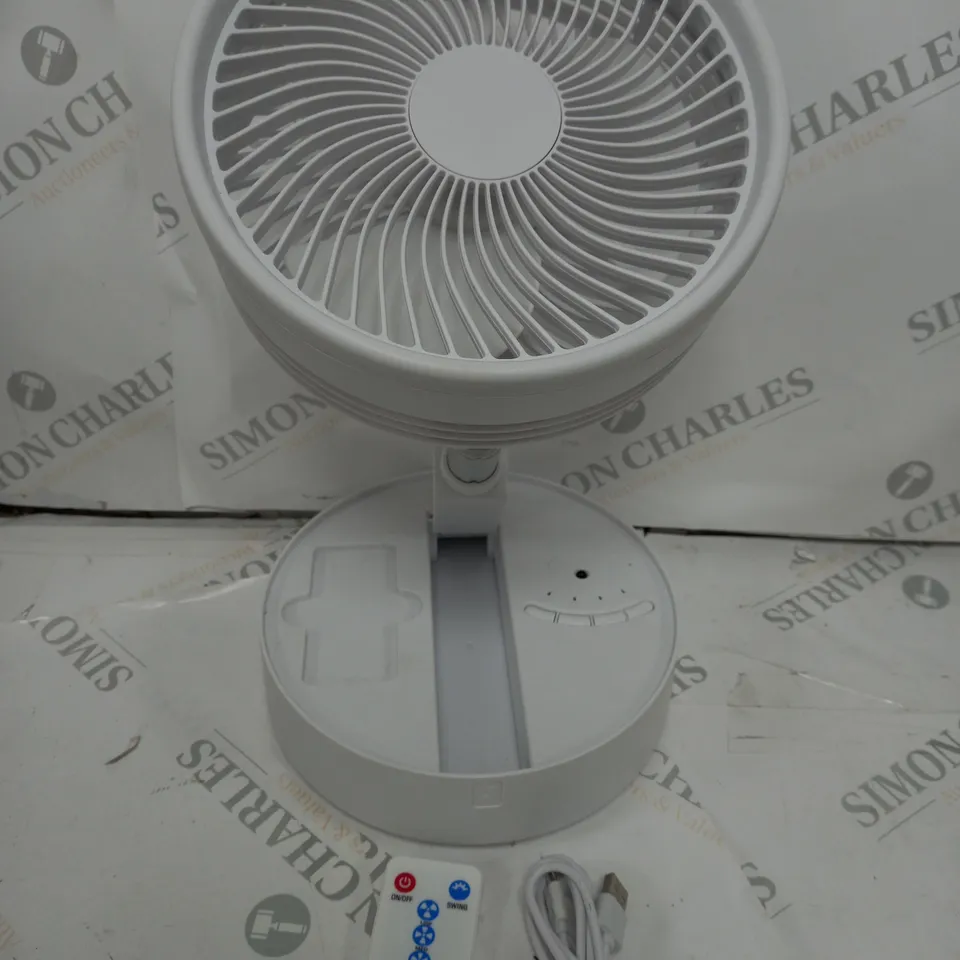 BELL & HOWELL OSCILLATING FOLDING RECHARGEABLE FAN, WHITE