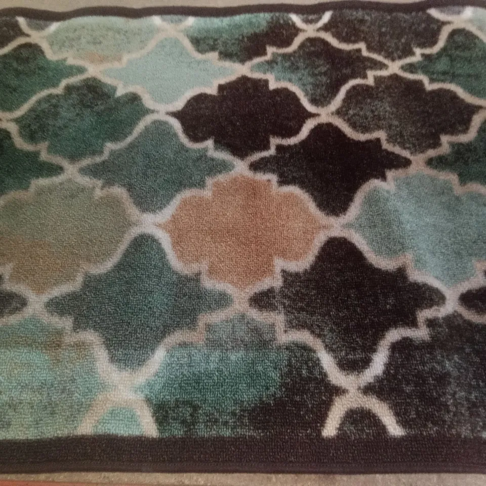 DEROCHE HOOKED TEAL RUG 125X65CM