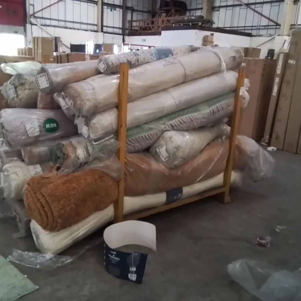 STILLAGE OF APPROXIMATELY 20 QUALITY DESIGNER RUGS BAGGED 