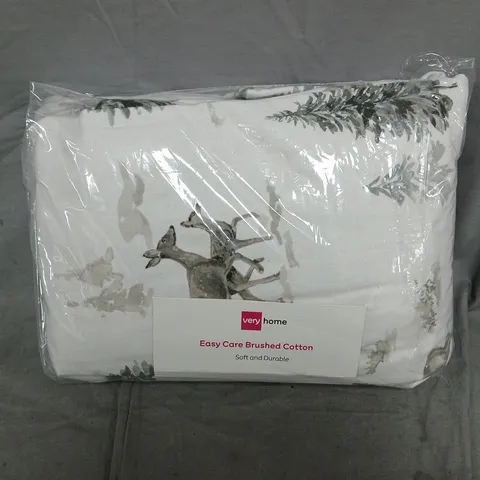 VERY HOME EASY CARE BRUSHED COTTON BEDDING SET - STAGS - DOUBLE