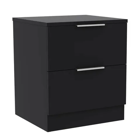 BOXED VIDA DESIGNS TREGA 2 DRAWER BEDSIDE CHEST - BLACK (1 BOX)