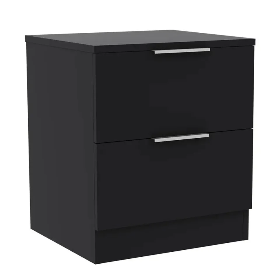 BOXED VIDA DESIGNS TREGA 2 DRAWER BEDSIDE CHEST - BLACK (1 BOX)