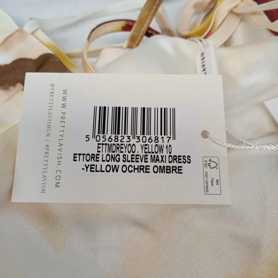 PRETTY LAVISH ETTORE LONG SLEEVE MAXI DRESS – YELLOW OCHRE OMBRE (PRETTY LAVISH) SIZE 10