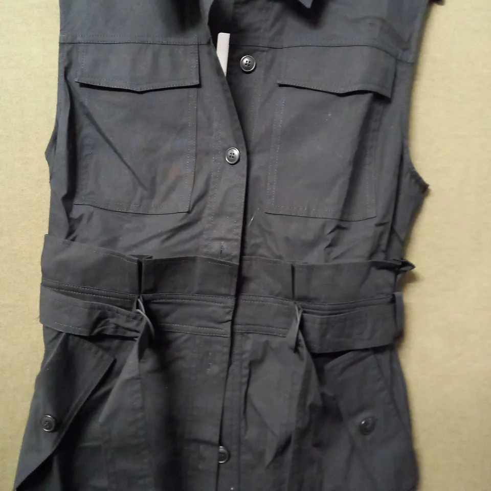 TED BAKER UTILITY PAPERBAG WAIST DRESS IN BLACK - SIZE 3