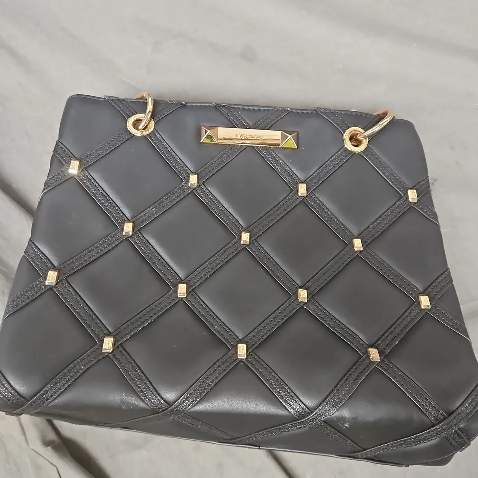 RIVER ISLAND BLACK QUILTED SHOULDER BAG 