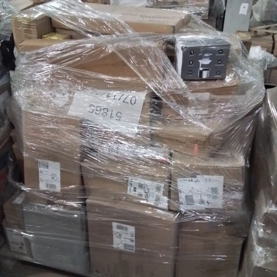 PALLET CONTAINING VARIOUS ASSORTED BOXED ITEMS TO INCLUDE: FOLDABLE COMPUTER DESK, STORAGE BOX UNITS, PET BOWL BOXED FURNITURE ETC.