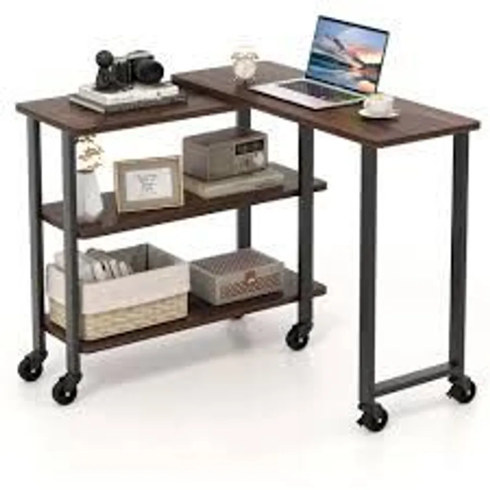 BOXED COSTWAY ROTATABLE COMPUTER DESK WALNUT