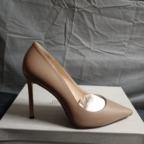 BOXED PAIR OF JIMMY CHOO NUDE LEATHER POINTED-TOE STILETTO HEELS – UK SIZE 39