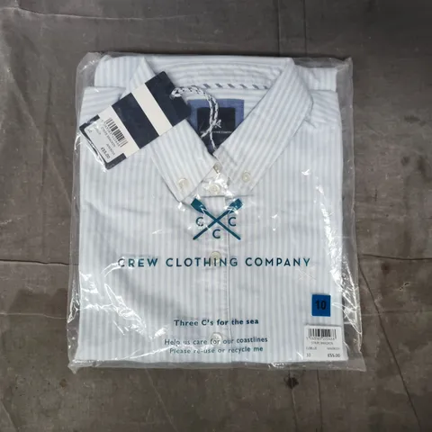 BAGGED CREW CLOTHING COMPANY STRIPE BRACKEN SHIRT IN LIGHT BLUE SIZE 10