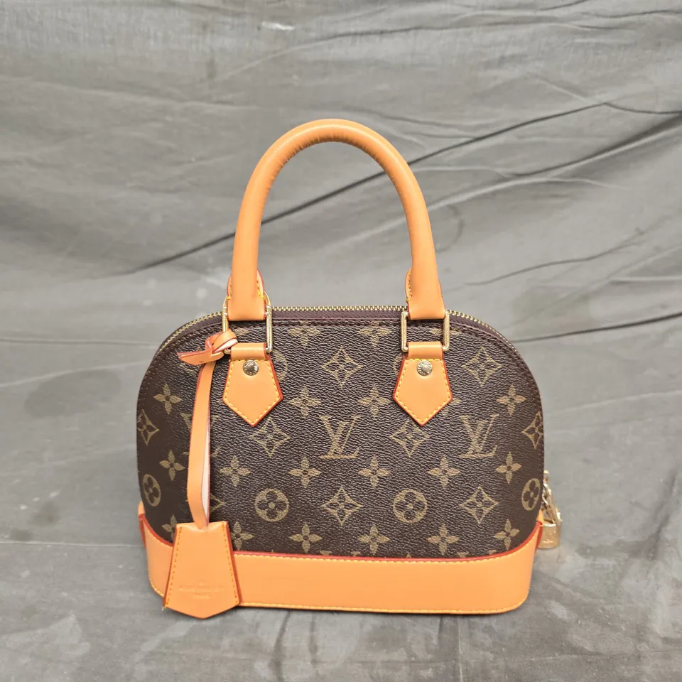 LOUIS VUITTON MONOGRAM CANVAS HANDBAG WITH ORANGE LEATHER TRIM