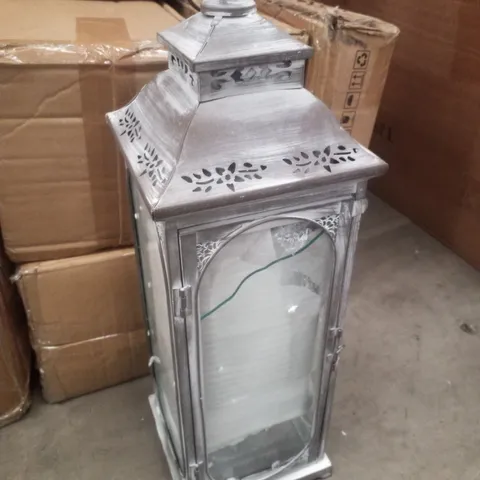 BOXED SET OF 2 GREY CANDLE LANTERNS 