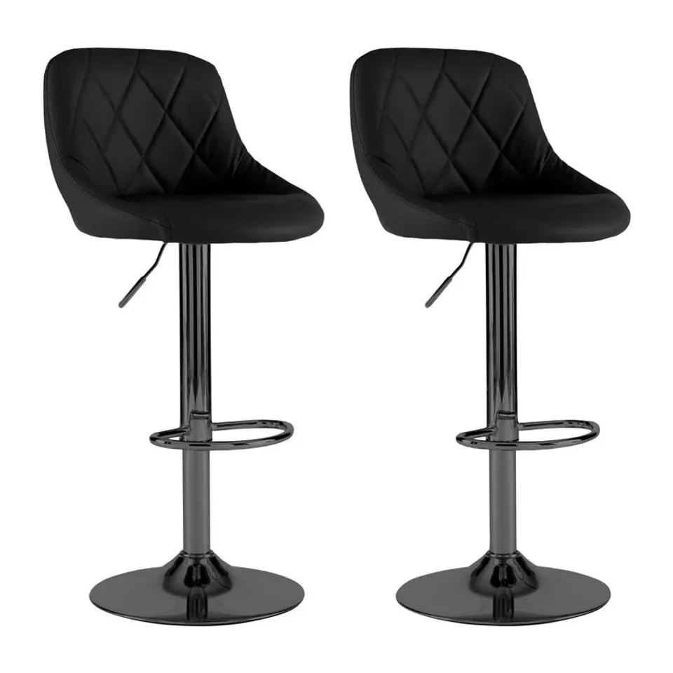 BOXED NEO SET OF 2 MADRID FAUX LEATHER BAR STOOLS - BLACK (1 BOX)