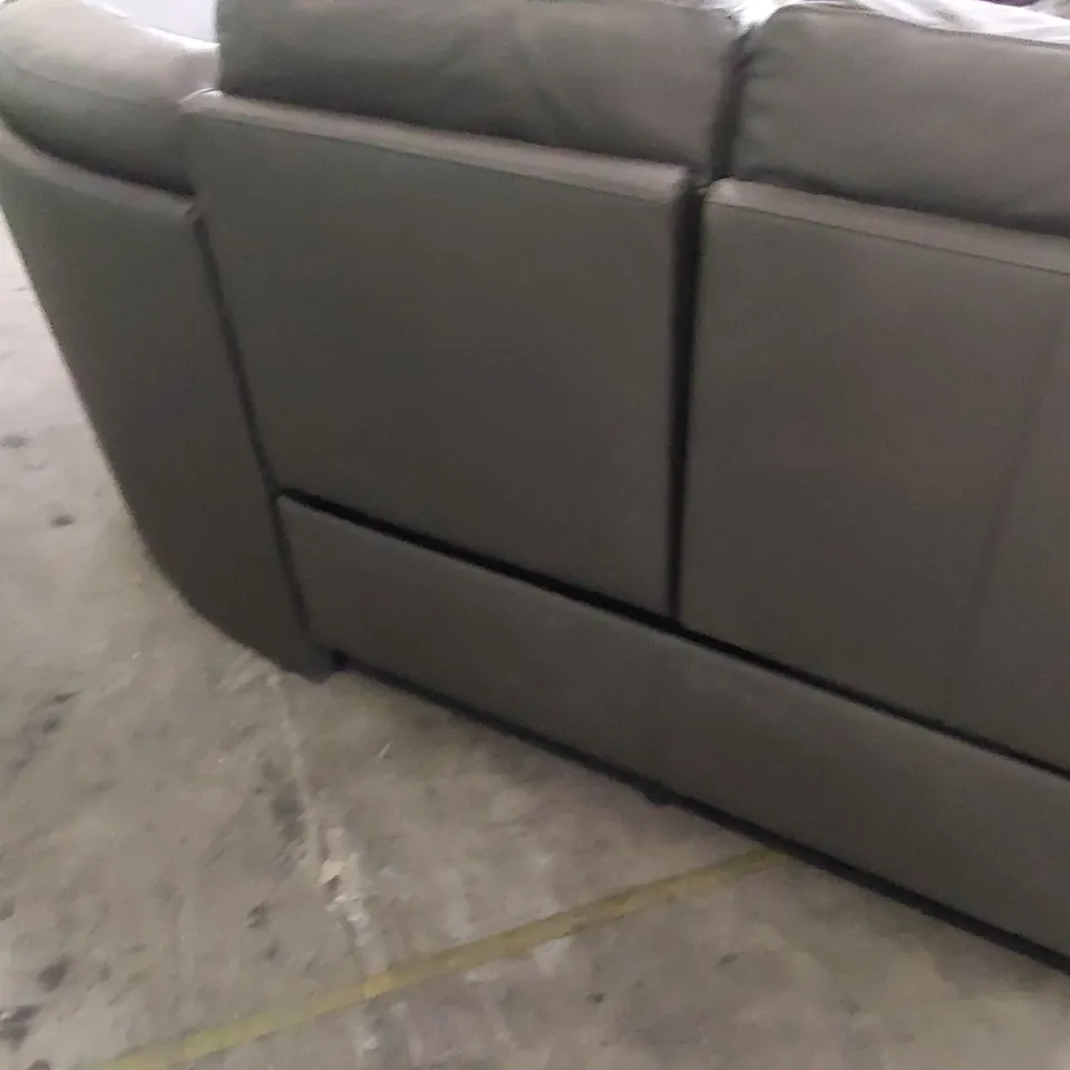 DESIGNER POWER RECLINING CORNER GROUP GREY LEATHER 