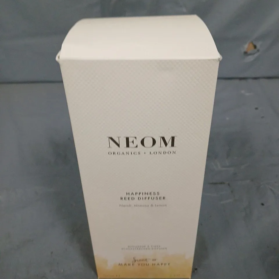BOXED NEOM HAPPINESS REED DIFFUSER - NEROLI, MIMOSA & LEMON 