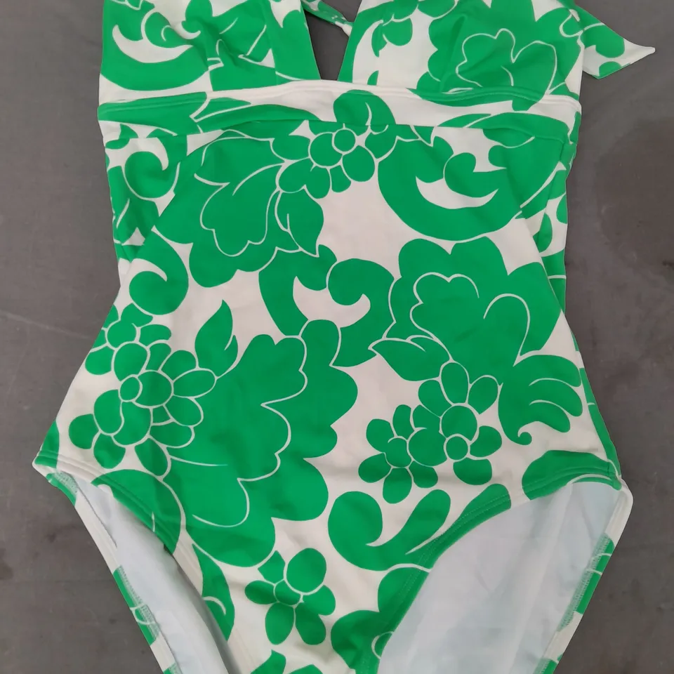 BODEN SWIMSUIT IN GREEN FLORAL PRINT SIZE UK 12L