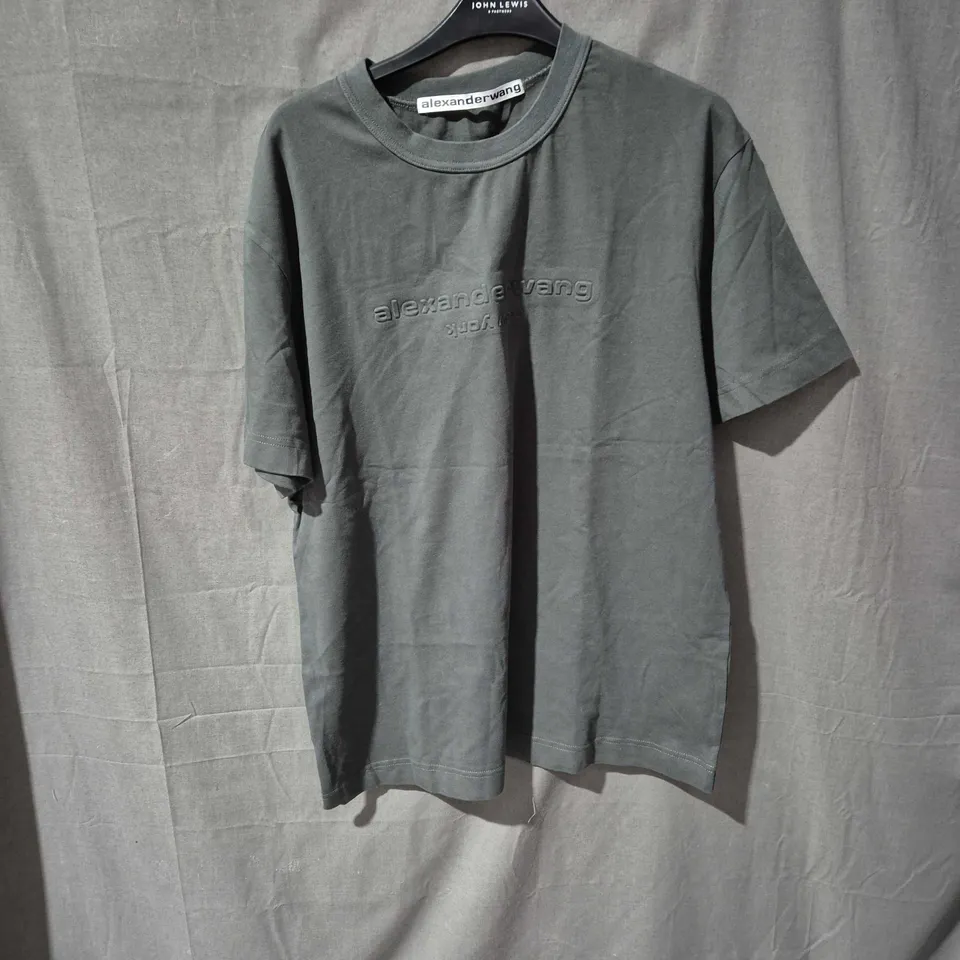 ALEXANDER WANG GREY T-SHIRT WITH EMBOSSED CHEST LOGO